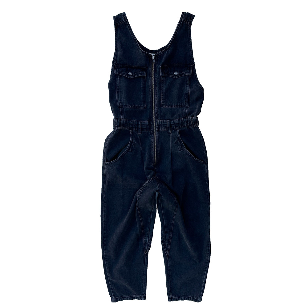 Free People We The Free Cloud Nine Jumpsuit Women's Size XS Black Denim Overalls